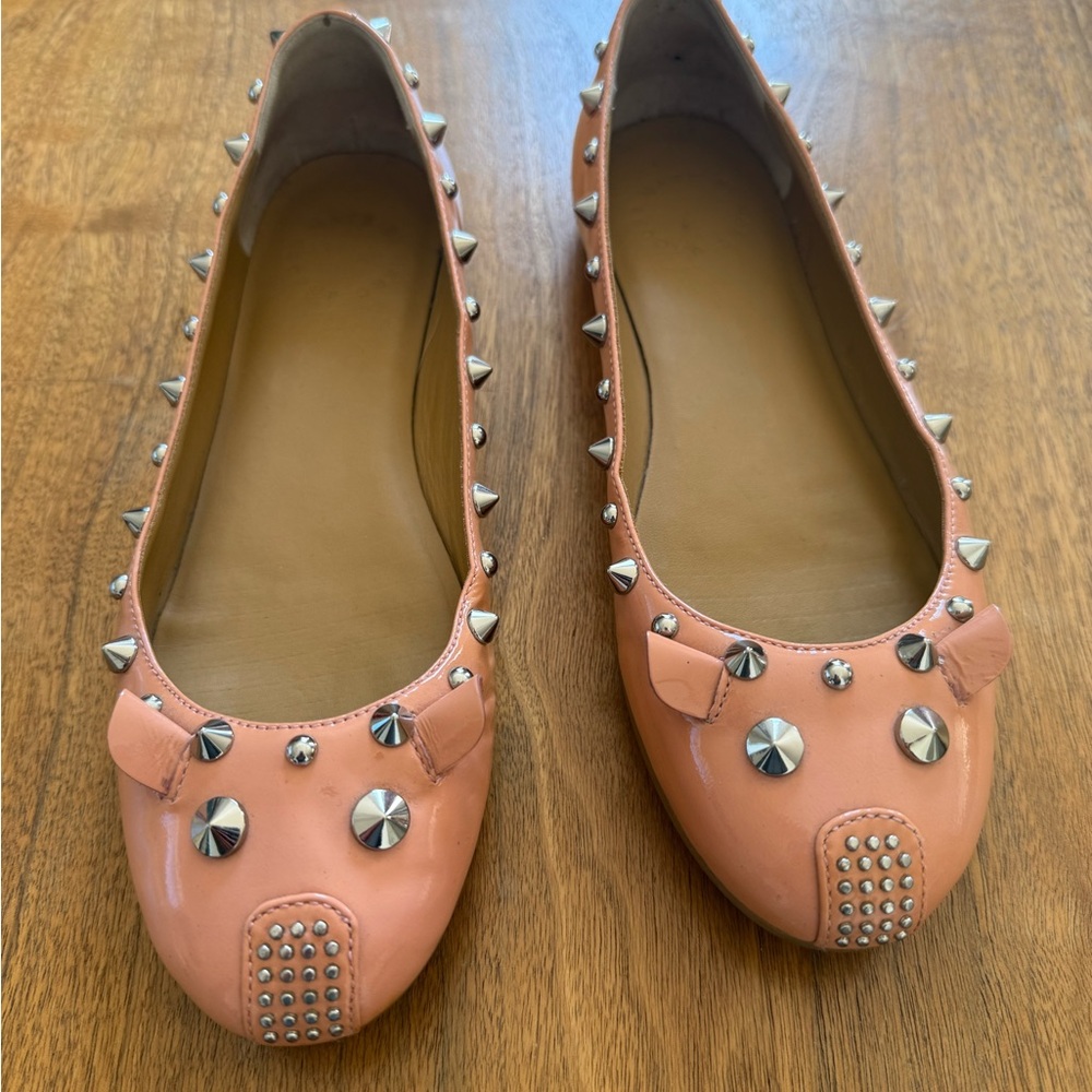 Studded Mouse Peach Ballet Flats
